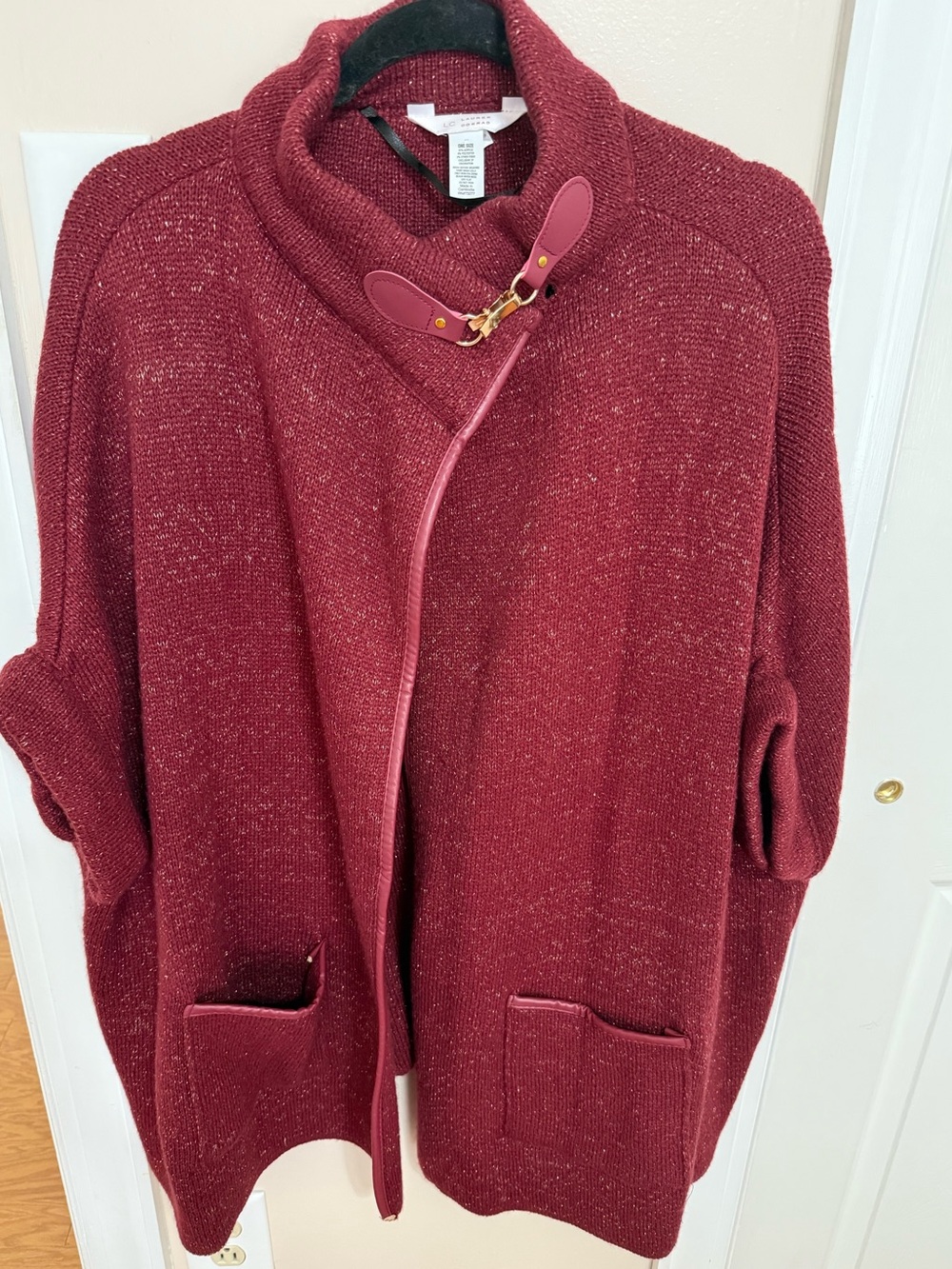LC Lauren Conrad Burgundy Toggle Shawl Collar Cardigan